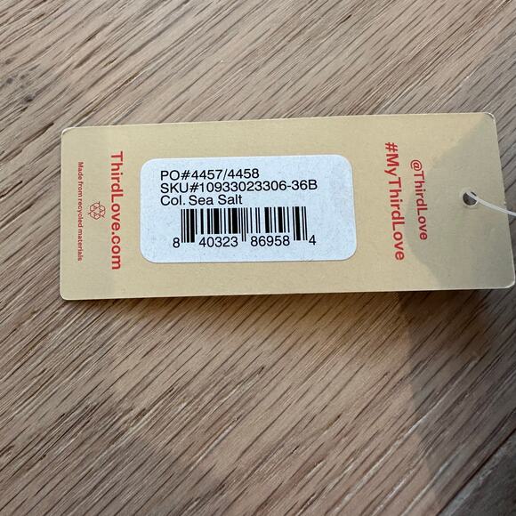 ThirdLove All Day Lace Uplift Plunge Sea Salt White Nude Bra 36B NWT - Picture 4 of 5